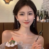 闪钻蝴蝶结流苏耳环女轻奢小众高级2026新款 耳坠精致耳钉耳饰 长款