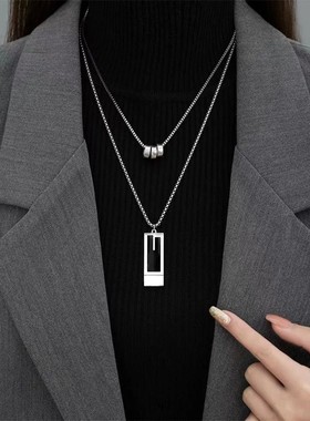 双层叠戴秋冬毛衣链女2025新款