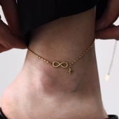 钛钢足链饰品 2026新款 vintager中古无限符号星芒吊坠脚链女款 夏季