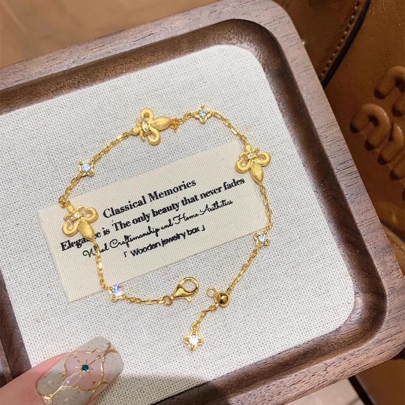 中古重工拉丝鸢尾花千金感小手链