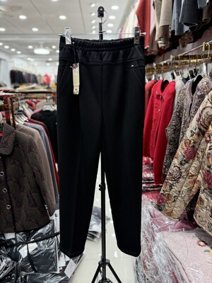 华利来3805大码加绒女直筒中老年松紧高腰高弹力妈妈冬季款直筒裤