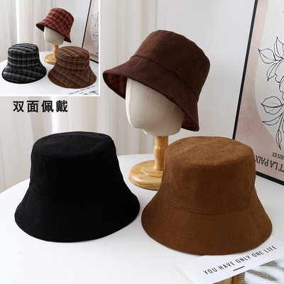 2025新款双面光板灯芯绒渔夫帽