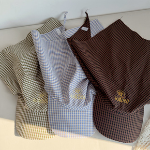 格子时尚潮流甜美可爱格纹包头帽男女头巾保暖复古百搭小方巾帽子