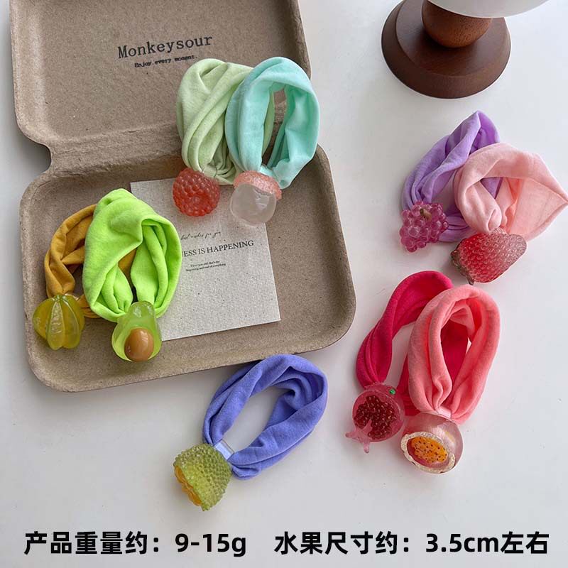春夏新款可爱彩色透明果冻色水果高弹力皮筋发圈高级感毛巾圈发绳