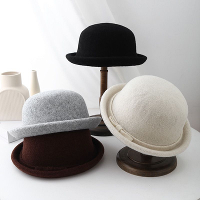 渔夫帽小头围2024新款羊毛浅顶