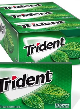 新装美国原装Trident木糖醇口香糖泡泡糖 一盒15/12包留兰香薄荷