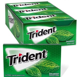 美国原装 新装 Trident木糖醇口香糖泡泡糖 一盒15 12包留兰香薄荷