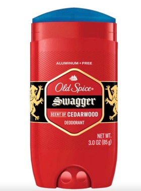 美国原装Old Spice Swagger 无铝除臭剂 3 盎司 85克雪松木蓝膏