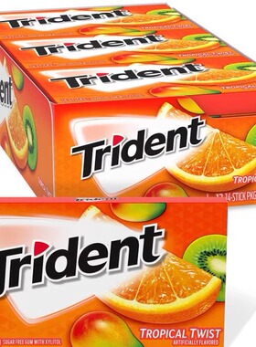 美国原装进口Trident/三得/三叉戟木糖醇口香糖香橙一盒15包*14片