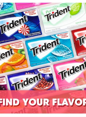 美国进口零食Trident木糖醇无糖口香糖泡泡糖多口味自选包邮薄荷