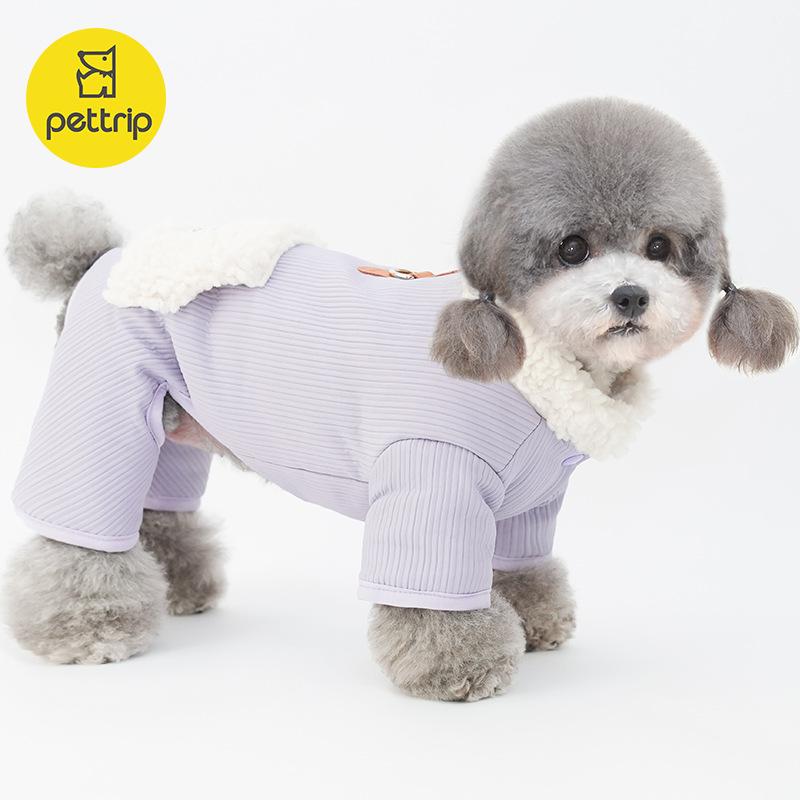 小型犬秋冬加绒四脚衣可牵引