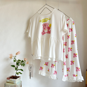 女孩夏季家居服亲肤莫棉短袖套装