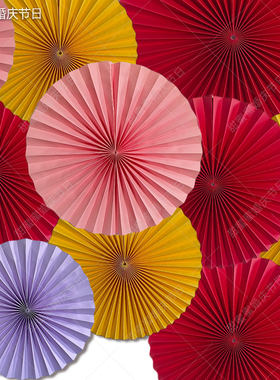 新年元旦节纸扇花商场超市珠宝店面橱窗吊挂件服装店布置拍照道具