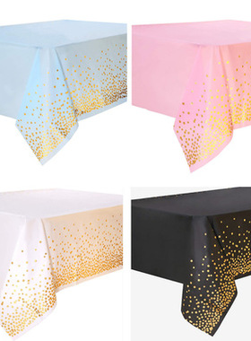 大号烫金圆点桌布party周岁甜品区布置聚会桌布金银色野餐一次性