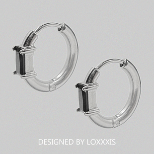 Loxxxis 黑色长方形锆石耳环 小众设计高级感欧美嘻哈无性别耳钉