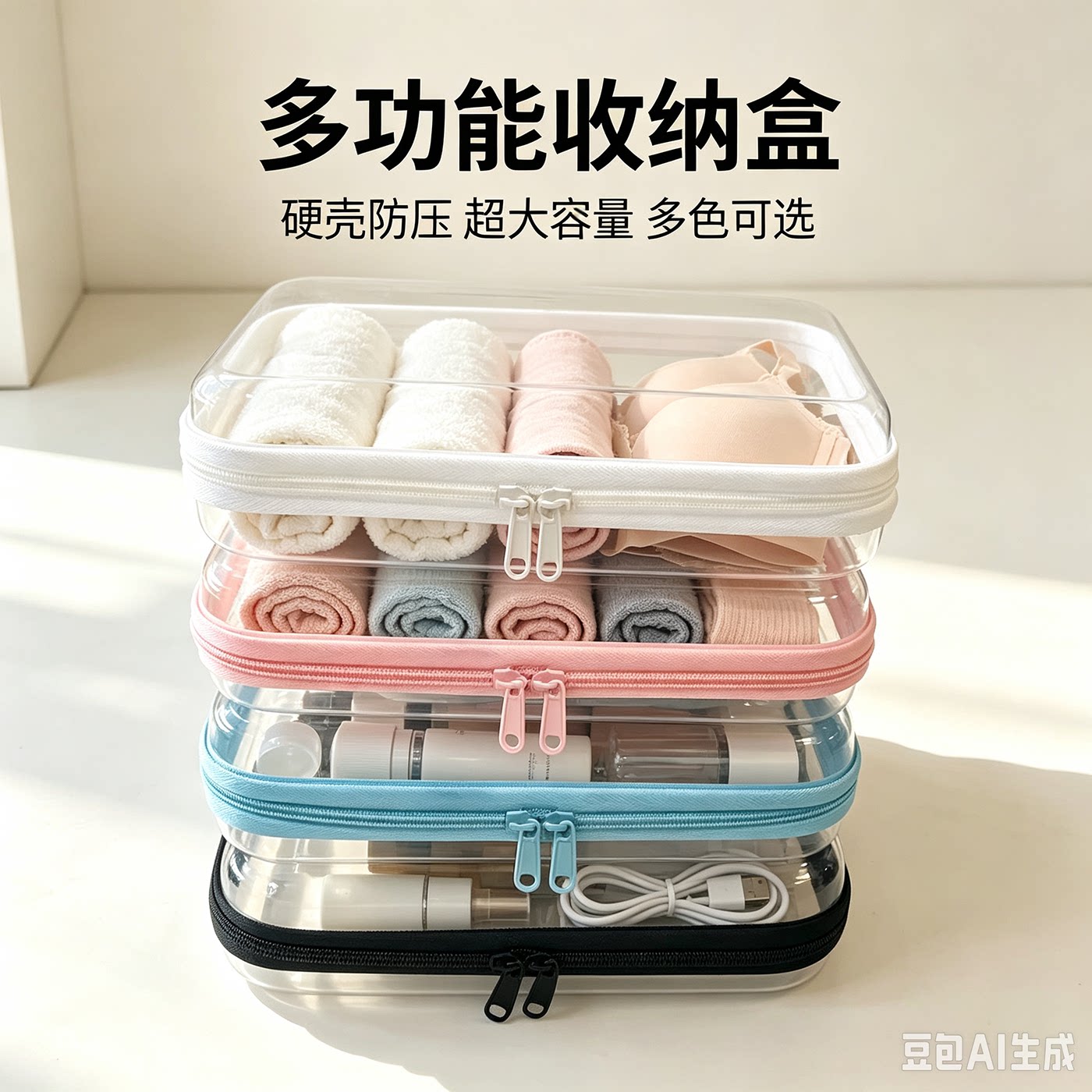 亚马逊爆款加厚旅行透明拉链收纳