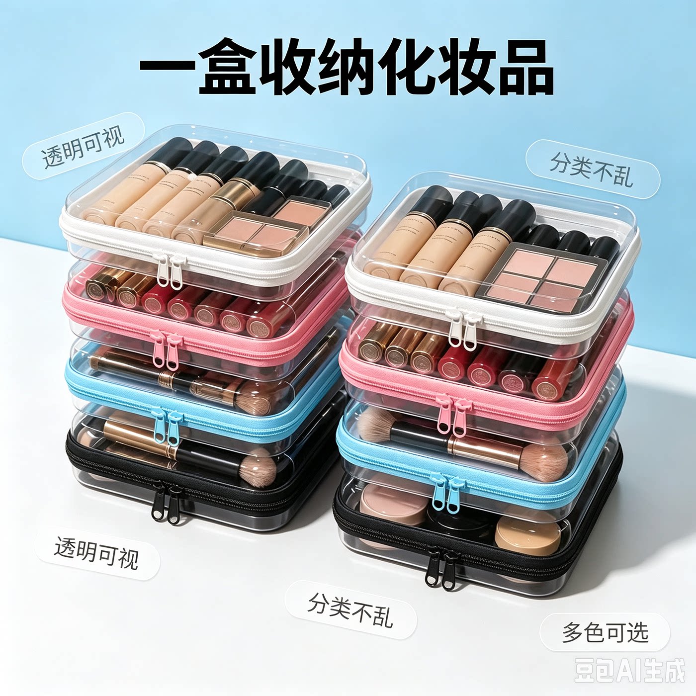 透明拉链收纳盒化妆品盒出行收纳