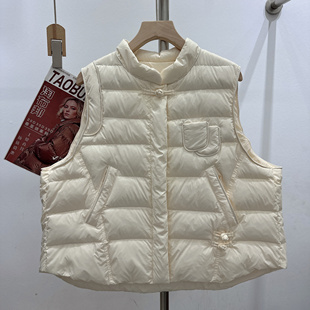 复古盘扣轻便短款马甲女2025冬季新款百搭宽松显瘦白鸭绒马夹坎肩