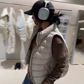 排骨羽绒马甲女短款 2025秋泡芙高端90白鸭绒宽松韩系立领背心外套