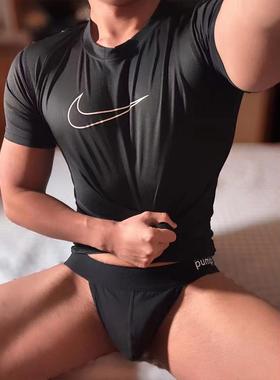 【复购送一条】pump!后空丁字裤性感男士双丁内裤棉质黑白色低腰