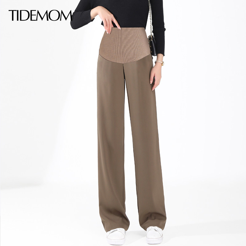 孕妇裤外穿春秋宽松大码直筒托腹垂感职业长裤西裤孕妇阔腿裤春季