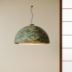 复古民族风叶子印花餐厅吊灯亚麻材质文艺灯具