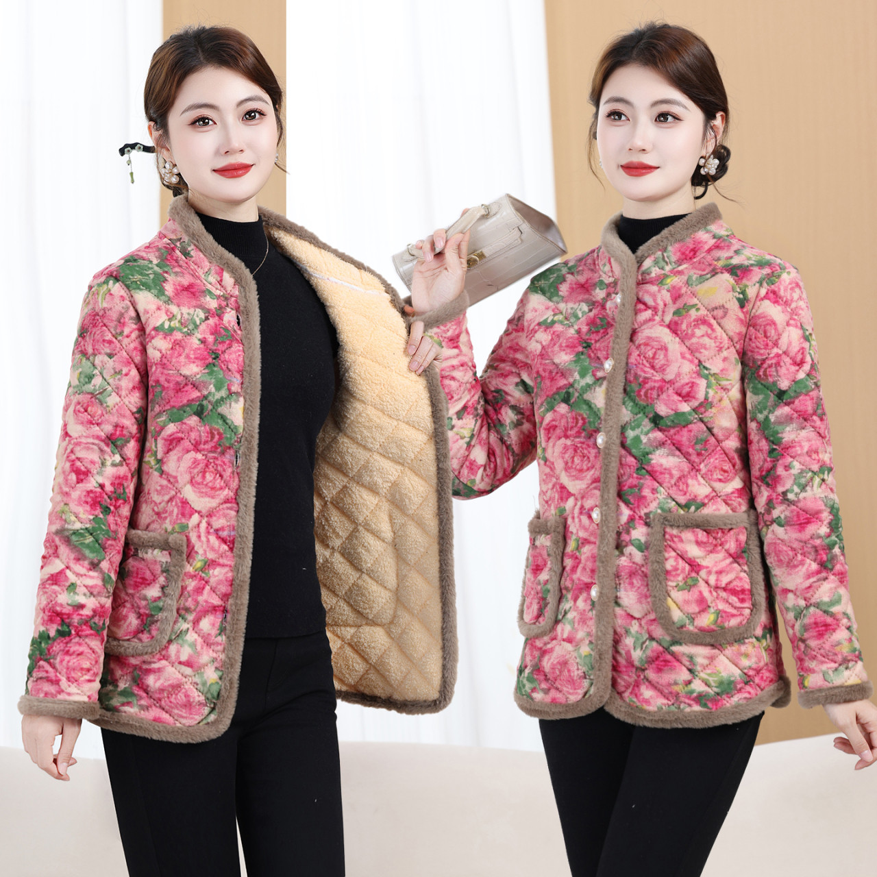 妈妈冬季新款加绒棉衣中老年女装棉服加厚碎花外套时尚棉袄保暖,女装/女士精品,棉衣/棉服,淘宝优惠券,粉丝福利购,淘宝优惠卷