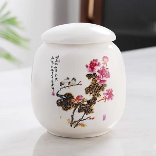 明茶秋毫陶瓷茶叶罐二两罐装洱茶红茶绿茶包装罐香粉密封罐中药粉