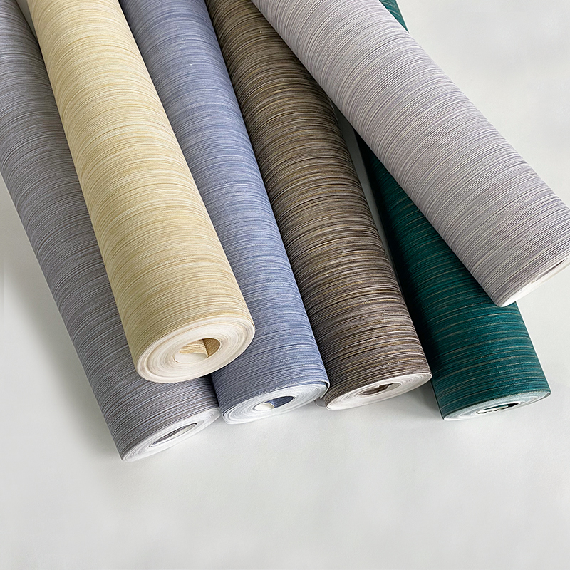 简约3D素色细条纹墙纸 客厅书房酒店民宿 曲线线条浮雕纯色壁纸