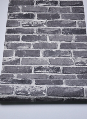 时尚复古砖纹墙纸 3D砖块文化砖墙纸 理发店饭店会所咖啡店壁纸