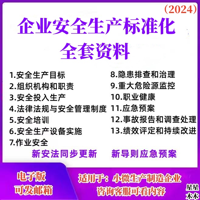 工贸小微企业安全生产三级标准化台账应急预案管理制度资料全套