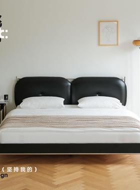 挑时LC皮艺床轻奢现代主卧大床黑色床包豪斯复古床实木真皮床中古