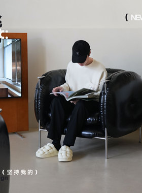 挑时|LC单人皮艺沙发复古双面沙发客厅影音室复古单人轻奢包豪斯
