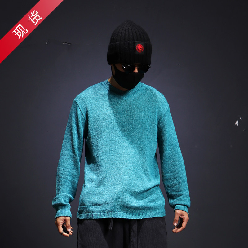 韩国潮牌薄款打底毛衣 韩版男士春季基础款V领时尚休闲套头针织衫