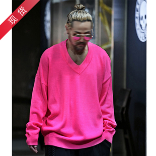 韩版 休闲套头针织衫 男女款 纯色百搭V领宽松时尚 毛衣 秋季 韩国潮牌