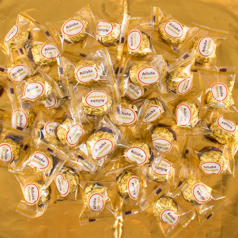 婚庆金色巧克力球威化夹心喜糖婚礼代可可脂糖果散装休闲零食礼物