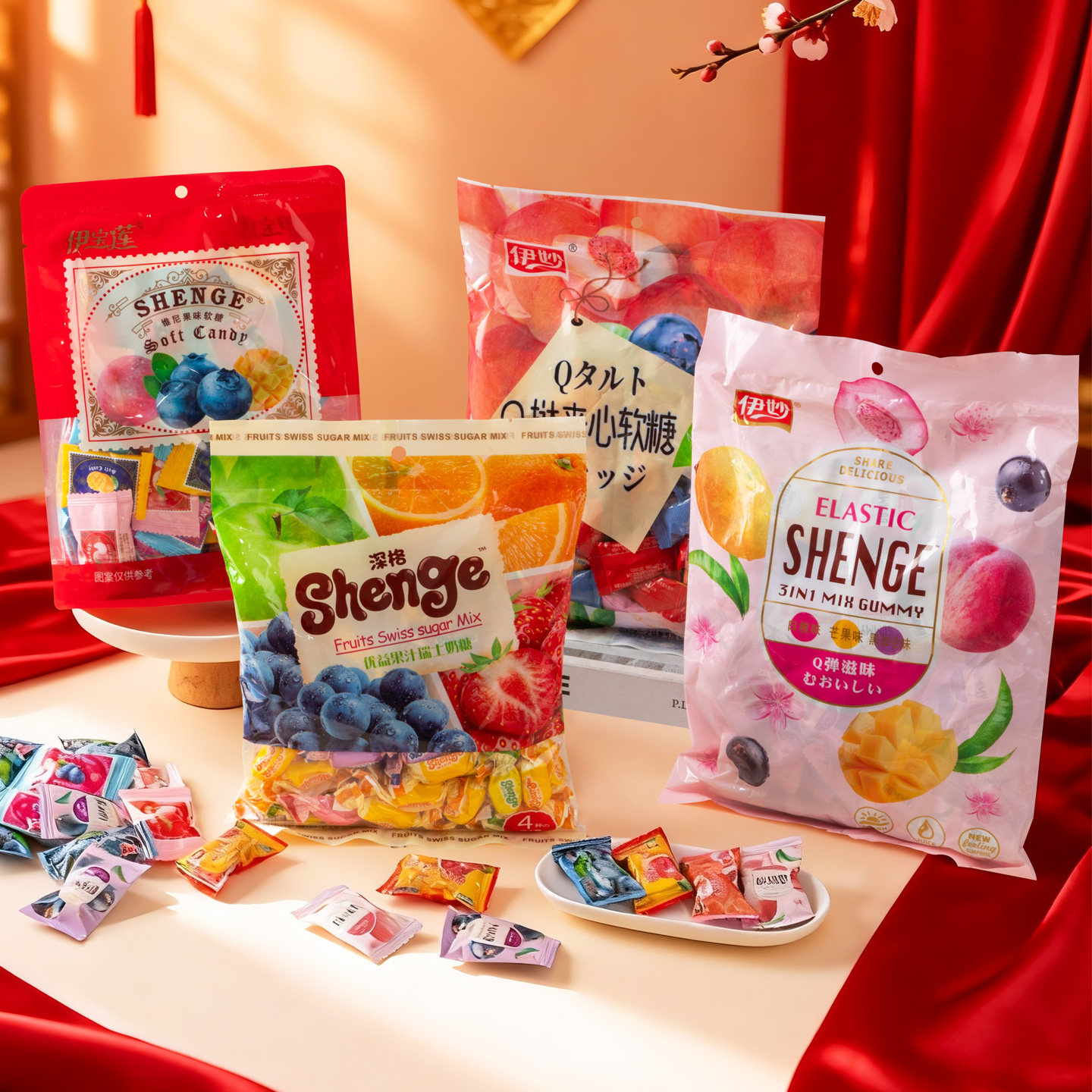 2026年新年糖果混合装水果味果汁软糖过年零食qq橡皮糖喜糖批发