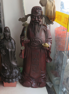 宜兴紫砂雕塑摆件观音菩萨财神爷