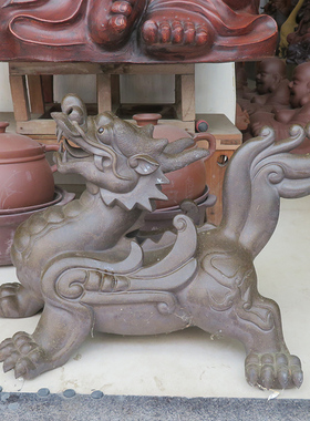 宜兴紫砂貔貅大号古铜泥古董