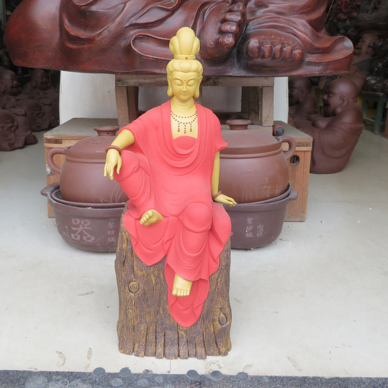 宜兴紫砂摆件佛像名家手工原矿段泥悠闲自在观世音菩萨佛祖保佑