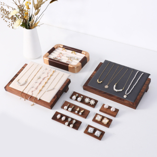 胡桃木首饰展示架卧式项链手链架子戒指耳环珠宝柜台摆摊陈列道具