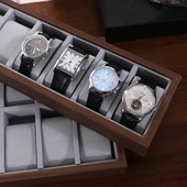 胡桃木色手表展示盘手表柜台腕表陈列收纳道具家用放手表托盘表台
