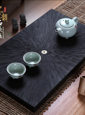 仟艺堂石茶盘天然黑金乌金石茶盘茶具茶海直销整石万流归宗包邮
