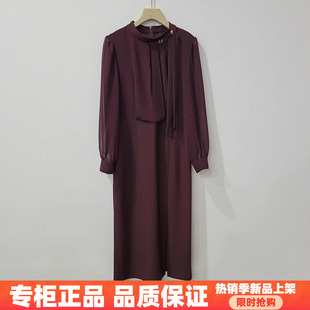 紫萱雅MBY25D172芳兰蕊2025秋季 气质立领垂坠感中长连衣裙 女时尚