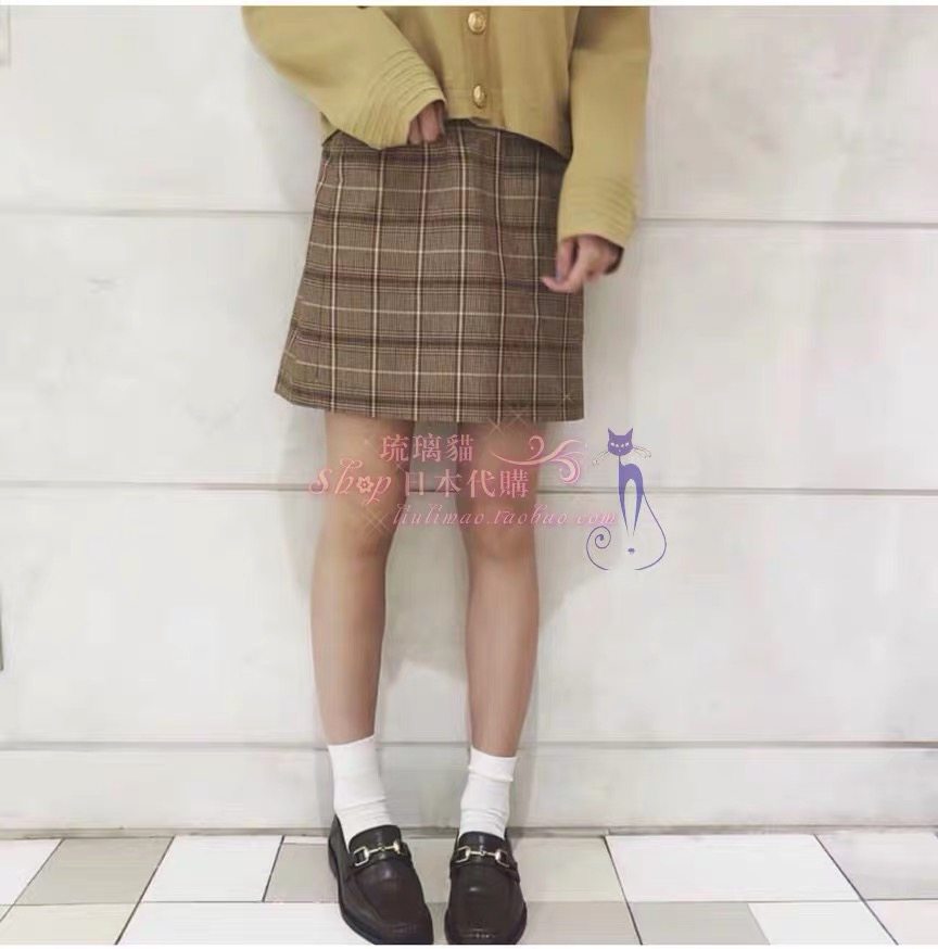 【L-SEVEN】猫西原 chic 格纹拼色轻复古高腰半裙|ruв категории Женская одежда, юбка - от Buy2taobao.com для оказания профессиональной услуги покупки агента Taobao