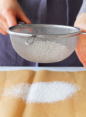 日本制 Littlewood手持木柄双层滤网细网筛面粉筛16cm19cm22cm