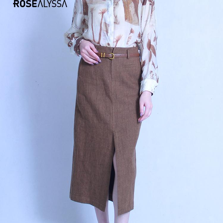 ROSEALYSSA若诗莉莎亚麻半身裙
