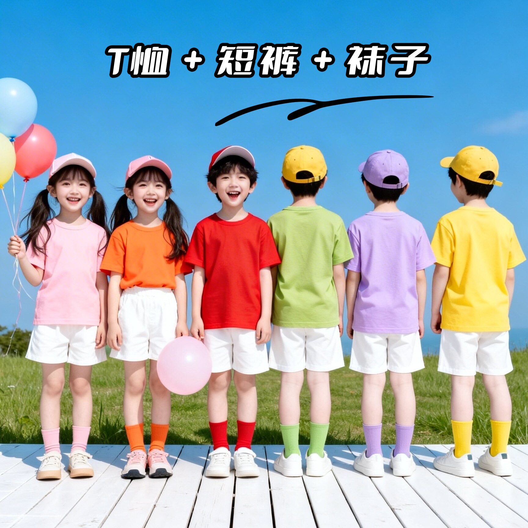 母女母子款幼儿园亲子活动短袖一家三四口夏季纯棉tT恤白短裤套装