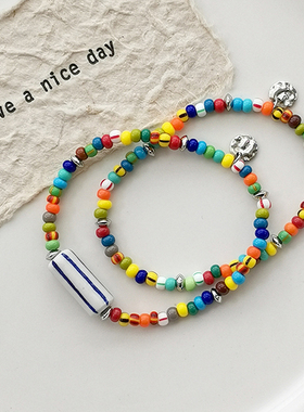 花糖｜彩色糖果色多巴胺配色进口彩珠圣诞珠混串手链混搭情侣款