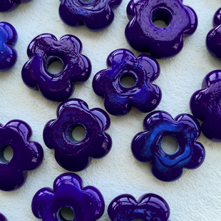 花糖｜小众手工复古紫罗兰色琉璃小花配珠散珠diy项链手链配件